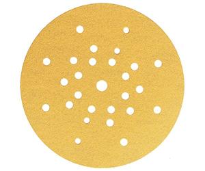 Mirka Papel de lija Gold 225 mm 27 agujeros grano P120 10 piezas | Papel de lija universal cierre adhesivo 27 agujeros grano P120 ideal para yeso masilla aglomerado madera laca