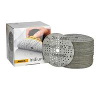 Mirka Iridium papel de lija Premium Ø 125mm cierre adhesivo de 89 agujeros, grano 80, 100 piezas/Para lijar laca, masilla, imprimación, madera, acero, materiales minerales, plástico