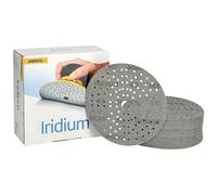 Mirka Iridium papel de lija Premium Ø 150mm cierre adhesivo 121-agujero, grano 60, 50 piezas/Para lijar laca, masilla, imprimación, madera, acero, materiales minerales, plásticos