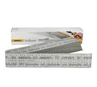 Mirka Iridium Premium Papel de lija 70x400mm y 70x198mm, perforado en el centro, Velcro, grano 80, 50 piezas, Para lijar laca, masilla, imprimación, madera, acero, materiales minerales, plásticos
