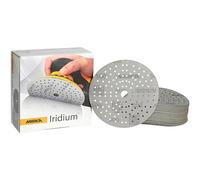Mirka Papel de lija Iridium Premium Ø 15.2 cm Hook & Loop, grano 500, 50 piezas/para lijado de pintura, masilla, imprimación, madera, acero, materiales minerales, plástico.