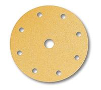 Mirka Gold Papel de lija universal Ø 150mm cierre adhesivo 9 agujeros, grano P100, 100 piezas/Para lijar yeso, masilla, aglomerado, madera, barniz