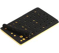 Mirka Zapato de lijado, dureza media, protector de 81 x 133 mm, cierre adhesivo para lijadoras orbitales Mirka DEOS 353 II con 46 orificios de extracción para lijado sin polvo con abrasivos de red