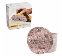 Mirka Ultimax Papel de lija Ø 150mm Velcro 15 agujeros, grano P120, 50 uds., Para excéntricas y lijadoras de 150mm, Lijado de madera blanda y dura, materiales minerales, lacas viejas y duras