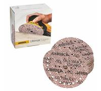 Mirka Ultimax Papel de lija Ø 150mm cierre adhesivo 15 agujeros, grano P40, 50 piezas, Para excéntricas y lijadoras de 150mm, Lijado de maderas blandas y duras, materiales minerales
