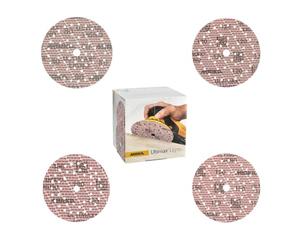 Mirka Ultimax Ligno Discos abrasivos Ø 150 mm con cierre adhesivo/Pack surtido con 10 discos de cada grano P80, P120, P150, P180 / 40 uds/Para lijadoras excéntricas Ø 150 mm