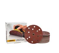 Mirka Ultimax Papel de lija Ø 150mm cierre adhesivo 15 agujeros/grano P100 / 50 uds. / Para excéntricas y lijadoras de 150mm / Lijado de madera blanda y dura, materiales minerales