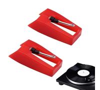 MIRKUZI Agujas para tocadiscos, 2 agujas universales de diamante para tocadiscos, agujas universales para tocadiscos, LP, fonógrafos y platos (rojo)