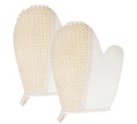 MIRKUZI Manoplas y guantes exfoliantes Juego de 2 guantes exfoliantes, guantes de masaje, guantes de baño de doble cara, guantes de ducha de sisal y cepillado (beige)