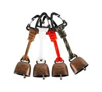 MIRKUZI Un juego de 4 campanillas a prueba de osos, perfectas para senderismo, con adornos de mini campanas de metal de estilo vintage. Versátiles, compactas y portátiles