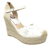 Miro Boho Chic Cuñas Alpargatas Mujer Plataforma Yute Sandalias Esparto Zapatos Novia Bohemien Verano Triple Altura Blanco 36