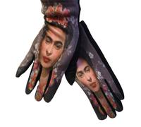 Miro Boho Chic - Frida Kahlo Bufanda Mujer Lana Viscosa Doble Impresion Guantes Frida Regalos Originales Invierno Kit Regalo Mujer Set Regalo (1, Frida Gris, Guantes)