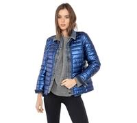 Miro Boho Chic New York 88 Chaqueta Metalizada Abrigo Mujer Entretiempo Denim Y Tejido Metalizado Abrigo Mujer Ligero Cazadora Mujer Combinada (Medium, Azul)