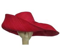 Miro Boho Chic - Sombrero Ibiza Grande, Practica y Chic Pamela de ala Larga Realizado en Rafia de Madagascar Pamelas para Bodas y Tocados Sombrero Playa Mujer Paja Madrina Boda (Rojo)