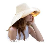 Miro Boho Chic - Sombrero Ibiza Grande, Practica y Chic Pamela de ala Larga Realizado en Rafia de Madagascar Pamelas para Bodas y Tocados Sombrero Playa Mujer Paja Madrina Boda (Crudo)