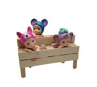 Miro Travel Wear Soporte de Madera para Hippers Sonny Angel - Banco Decorativo Miniatura para Exhibición de Figuras Coleccionables. 3 Soportes. (Soportes con pies)