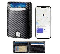 Miroddi Cartera para hombre con soporte para AirTag, Fibra de carbono, 4.4" x 3.35" x 0.55", Con Find My