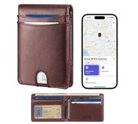 Miroddi Cartera para hombre con soporte para AirTag, Marrón, Con Find My