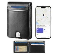 Miroddi Cartera para hombre con soporte para AirTag, Negro, Con Find My