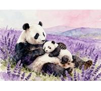 MIRONS 11CT Contados Punto de Cruz, Animal panda y flores Kit de Bordado en Punto de Cruz con Estampado de Bricolaje, Gama Completa de Kits de Inicio Preimpresos para Principiantes