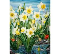 MIRONS 11CT Contados Punto de Cruz, Flores Kit de Bordado en Punto de Cruz con Estampado de Bricolaje, Gama Completa de Kits de Inicio Preimpresos para Principiantes