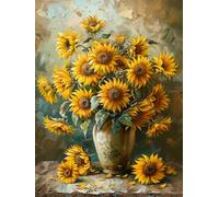 MIRONS 11CT Kit de Bordado Punto de Cruz, Hermoso ramo de girasoles,B,50 * 70cm Kit de Bordado de Embroidery Kit Completo con Hilos de Colores y Herramienta de Bordado a Mano para Adultos