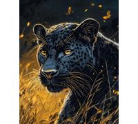 MIRONS 11CT Kit de Bordado Punto de Cruz, pantera negra animal Kit de Bordado de Embroidery Kit Completo con Hilos de Colores y Herramienta de Bordado a Mano para Adultos 40 * 50cm