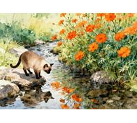 MIRONS 11CT Kit de punto de cruz, Animales gatos y flores Kits Estampados de Punto de Cruz de Bricolaje Para Decoración Del Hogar Cross-stitching Needlecrafts Pattern