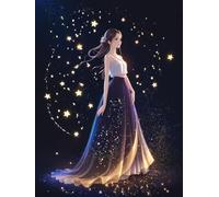 MIRONS 11CT Kits de Punto de Cruz Contado, Chica cómica, K, 50 x 70 cm Conjunto de Kit de Punto de Cruz de Bordado Que Incluye Hilos de Color Dibujo de Aguja de paño de algodón