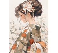 MIRONS 11CT Kits de Punto de Cruz Contado, Chica Kimono,P,30 * 40cm Conjunto de Kit de Punto de Cruz de Bordado Que Incluye Hilos de Color Dibujo de Aguja de paño de algodón