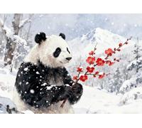 MIRONS 11CT Kits Estampados de Punto de Cruz, Animal panda y flores Traje de Bordado Con Patrón de Costura,DIY Kit de Bordado Punto de Cruz para Principiantes