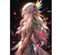MIRONS DIY Pintura de Diamantes Kit Completo, Hermosa Chica Manga,B,40 * 50cm 5D Diamond Painting Kit Infantil,Diamond Art para Decoración de Pared del Hogar, Cuadros Diamantes