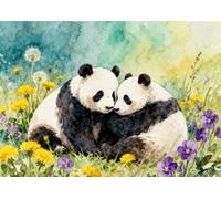 MIRONS Kit Completo de Punto de Cruz, Animal panda y flores Kit de Punto de Cruz Estampado Kits de Costura de Gama Completa para Principiantes 11CT