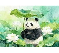 MIRONS Kits de punto de cruz estampados, Animal panda y flores 11CT Kit de inicio de bordado de punto de cruz preimpreso para principiantes