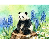 MIRONS Kits de Punto de Cruz Estampados DIY de 11CT, Animal panda y flores Punto de Cruz Kit Completo Contado Patrones con Impresa Hilos y Tela para Principiantes Hacer