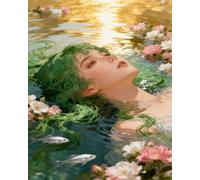 MIRONS Kits de punto de cruz estampados, Niña y flores en el agua. 11CT Kit de inicio de bordado de punto de cruz preimpreso para principiantes