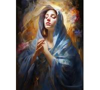 MIRONS Kits de Punto de Cruz Estampados, Virgen María Elegante Y Noble,T,50 * 70cm Set Kits Bordado Punto de Cruz Kit Completo Hilo y Tela Impreso Contado Patrones a Mano Hacer faciles 11CT