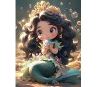MIRONS pintura de diamantes DIY para adultos, Linda Sirenita,G,50 * 70cm dibujos animados con diamantes 5D, arte de diamantes, juego de pintura de diamantes, kit de pintura de bordado