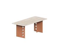 MIROOOO Mesa de café Mesa de comedor de travertino, mesa de comedor simple de madera maciza, mesa de servicio para restaurante Mesa de comedor (140 x 70 x 75 cm)