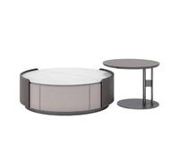 MIROOOO Mesa De Centro Mesa De Comedor Juego de Mesa Centro y Auxiliar con Paneles Cuero, Redonda Lujo for Apartamentos pequeños(70x70x30cm)