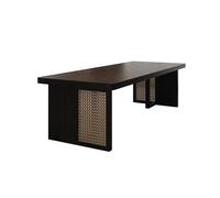 MIROOOO Mesa de Comedor Mesa de Centro Mesa de Centro de ratán Macizo, Color Negro, Ideal for salón, Restaurante y cafetería. Comedor(180cm)