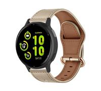 MiRowy Correa de piel para Garmin Approach S50/S44/Vivoactive 6/5/Forerunner 570 42 mm/165/165 Music/Vivomove Trend, correa de repuesto para Garmin Venu Sq Sq 2 Music/Venu 2 Plus - Color crema
