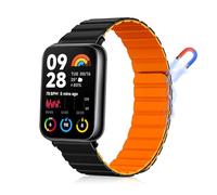 MiRowy Correa Magnética Silicona para Xiaomi Band, Negro Arancio, Compatible con Xiaomi Smart Band 9 Pro, Xiaomi Smart Band 8 Pro, Xiaomi Redmi Watch 4, 230 mm, 2 cm, Cierre Magnético
