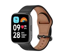 MiRowy Correas Compatible con Xiaomi Redmi Watch 3 Active, de Cuero de Repuesto Correa Hebilla de Acero Inoxidable Correas para Xiaomi Redmi Watch 3 Active, Negro
