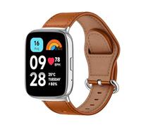 MiRowy Correas Compatible con Xiaomi Redmi Watch 3 Active, de Cuero de Repuesto Correa Hebilla de Acero Inoxidable Correas para Xiaomi Redmi Watch 3 Active, Marrón