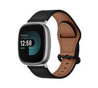 MiRowy Correas para Fitbit Versa 4/Versa 3, Cuero de Repuesto Correa, Business de Repuesto para Reloj con Cierre de Acero Inoxidable Correas para Fitbit Versa 4/Versa 3/Sense 2/Sense - Negro