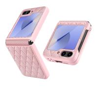 MiRowy Funda Compatible con Samsung Galaxy Z Flip 6 5G 2024, Funda para Cámara Deslizante, Bisagra de Cuero Premium Prueba de Golpes Case para Samsung Galaxy Z Flip6 5G - Rosa