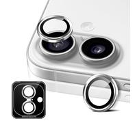 MiRowy Protector de Lente Cámara Compatible con iPhone 16/iPhone 16 Plus, Cristal Vidrio Templado 9H Individuo Metal Cámara Protector Film, HD Transparente Protección Cámara, Blanco
