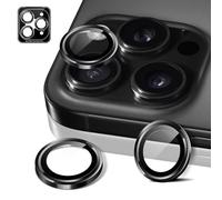 MiRowy Protector de Lente Cámara Compatible con iPhone 16 Pro/iPhone 16 Pro Max, Vidrio Templado 9H Individuo Metal Cámara Protector Film, HD Transparente Protección Cámara, Titanio negro