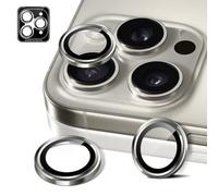 MiRowy Protector de Lente Cámara Compatible con iPhone 16 Pro/iPhone 16 Pro Max, Vidrio Templado 9H Individuo Metal Cámara Protector Film, HD Transparente Protección Cámara, Titanio natural